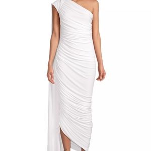 Norma Kamali white caplet dress